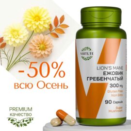 LION’S MANE ЕЖОВИК ГРЕБЕНЧАТЫЙ (90 капсул)
